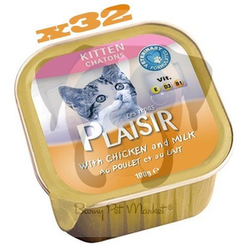 Plaisir Pate Tavuklu Yavru Yaş Kedi Maması 100 gr x 32 Adet