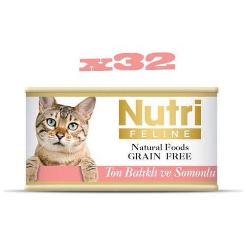 Nutri Feline Tahılsız Ton Balıklı & Somonlu Yaş Kedi Maması 85 gr x 32 Adet