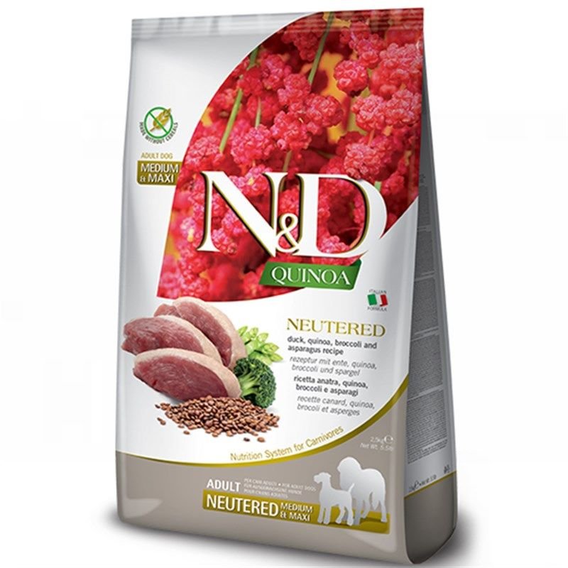 N&D Quinoa Kısırlaştırılmış Ördekli Brokoli 2.5 kg Orta ve Büyük Irk Yetişkin Köpek Maması
