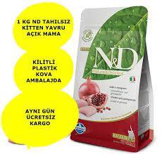 N&D Tahılsız Tavuklu Ve Narlı Yavru Kedi Maması 1 Kg Özel Vakumlu Pakettedir