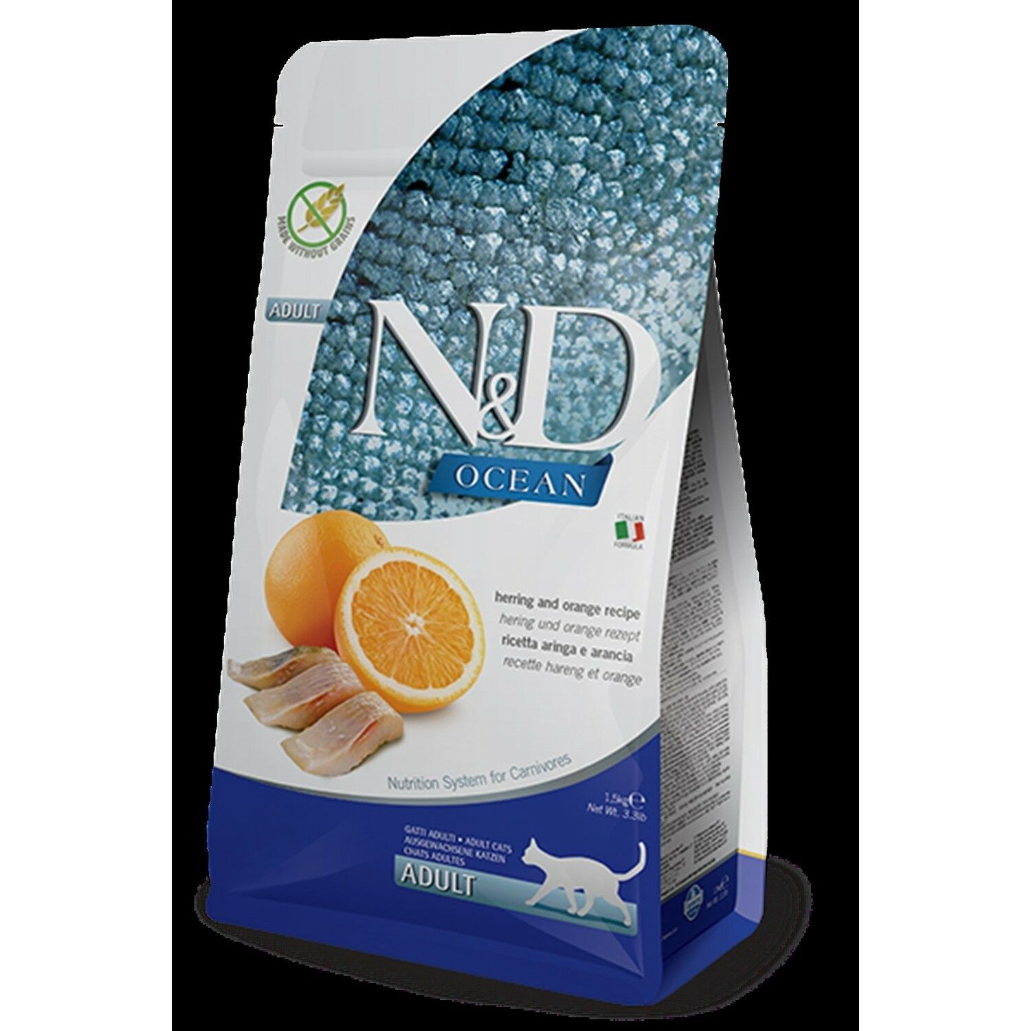N&D Nd Ocean Tahılsız Ringa Balığı Portakal Yetişkin Kedi Maması 1,5 Kg