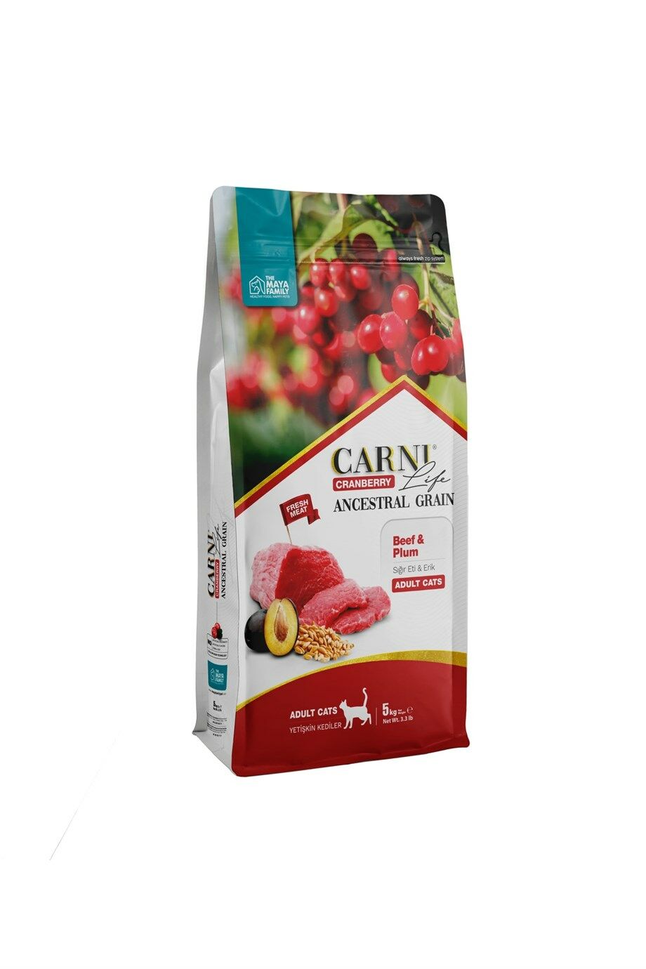 Carni Life Cat Adult Sığır Etli/Erikli Kedi Maması 5 KG