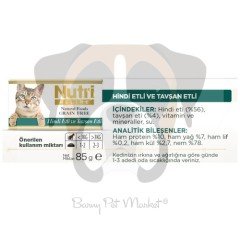 Nutri Feline Tahılsız Hindili & Tavşanlı Yaş Kedi Maması 85 gr x 32 Adet