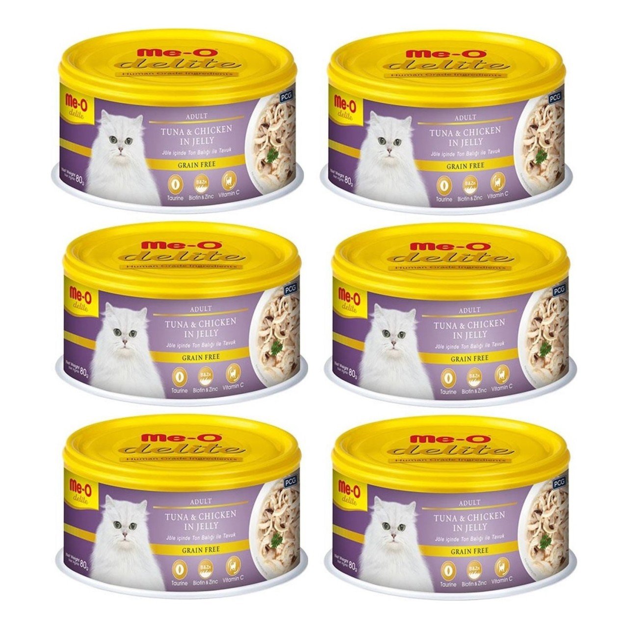 Me-O Jöleli Ton Balıklı Tavuklu Yetişkin Kedi Konservesi 80 gr x 6