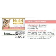 Nutri Feline Tahılsız Ton Balıklı & Somonlu Yaş Kedi Maması 85 gr x 32 Adet