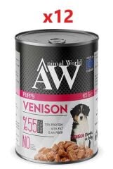 Animal World Puppy Chucks in Jelly Venison Geyik Etli Yavru Köpek Yaş Maması 415 Gr x 12 Adet