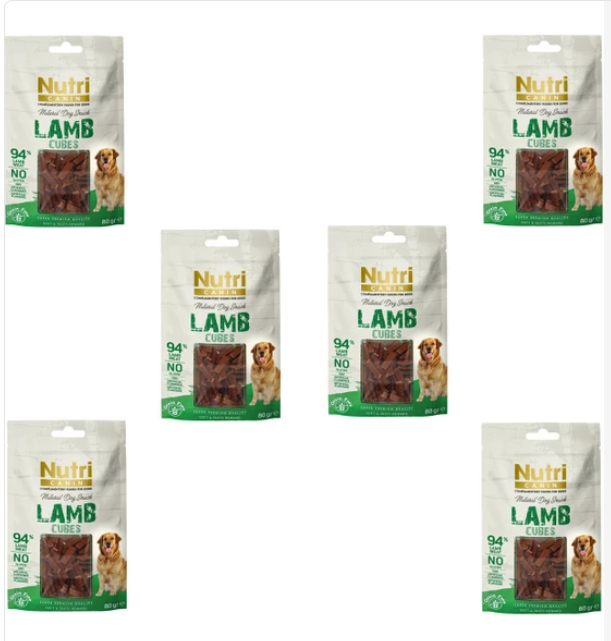 Nutri Canin Kuzu Etli Küpleri Tahılsız Nutri Canin 80GR Köpek Ödülü 6 Adet