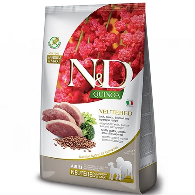 N&D Quinoa Kısırlaştırılmış Ördekli Brokoli 2.5 kg Orta ve Büyük Irk Yetişkin Köpek Maması