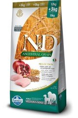 N&D Düşük Tahıllı Tavuklu Narlı 12 kg + 3 kg Orta ve Büyük Irk Yetişkin Kuru Köpek Maması