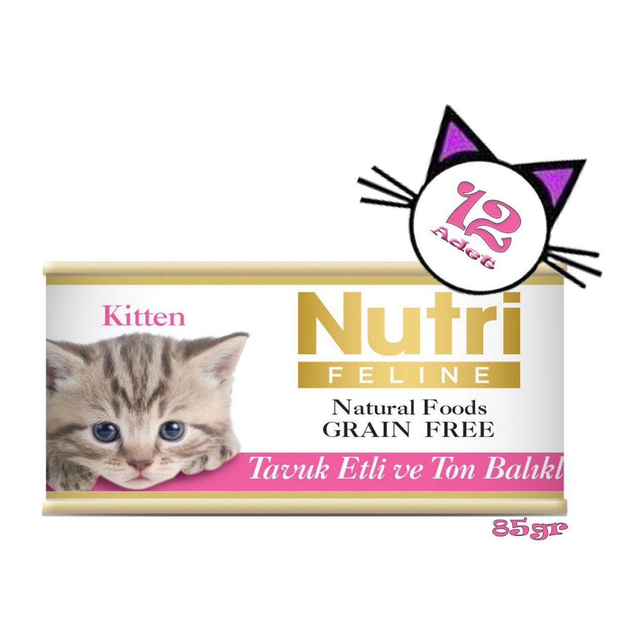 Nutri Feline Tavuklu&ton Balıklı Tahılsız 85gr Kitten Nutri Yavru Yaş Kedi Maması 12 Adet
