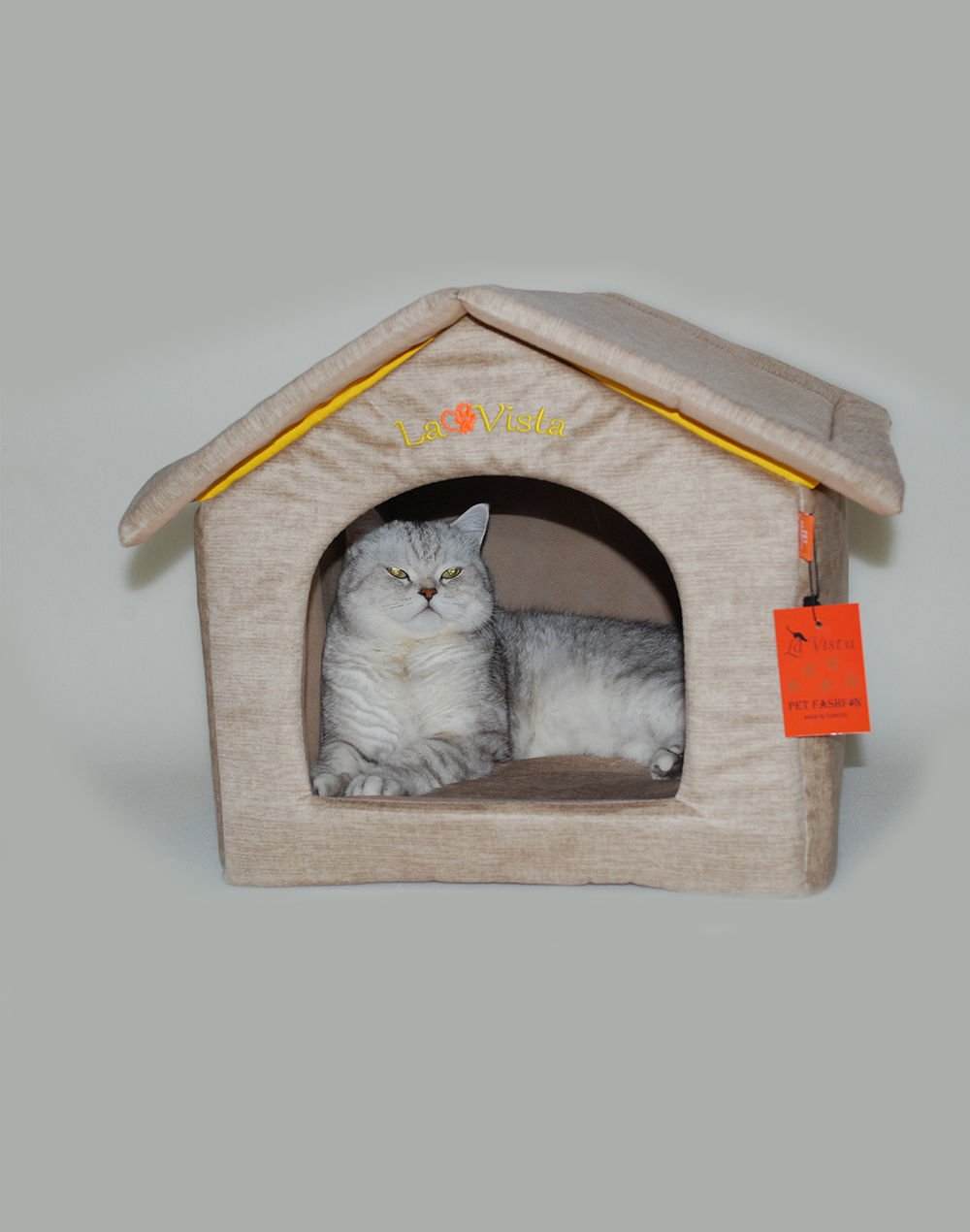 Lavista Kedi ve Köpek Klübe Bej Kadife Iç Mekan